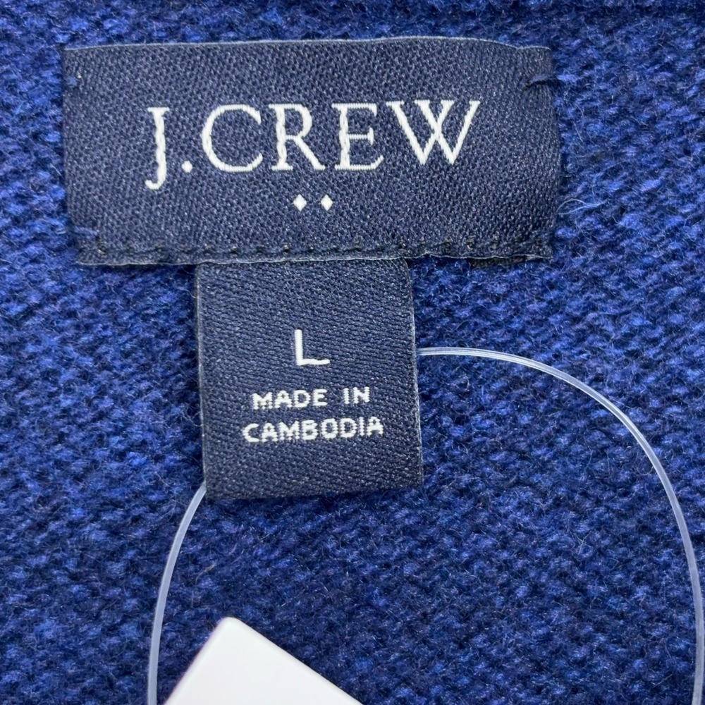 J.Crew Sweater Mens Large Heathered Blue Henley Lambswool Blend Raglan Pullover - Picture 7 of 10